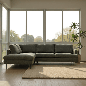 4-Sitzer Ecksofa in Grün, linksseitig