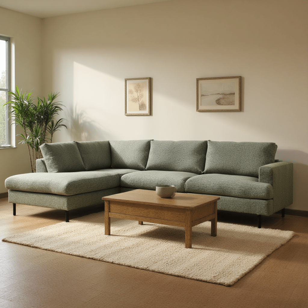 4-Sitzer Ecksofa in Grün, linksseitig