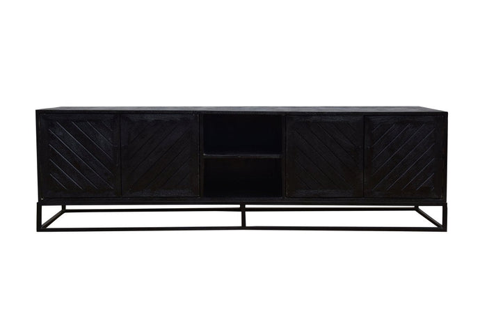 Mangoholz TV-Möbel Reno Schwarz 200 cm Mahom