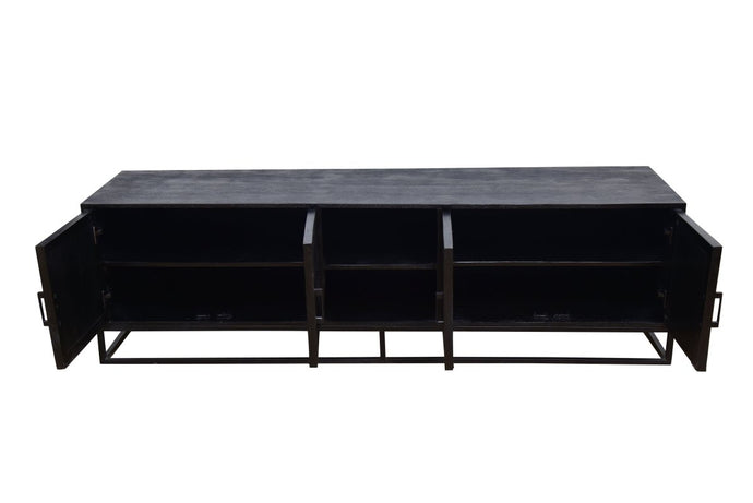 Mangoholz TV-Möbel Reno Schwarz 200 cm Mahom