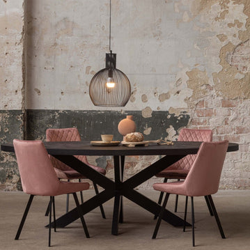 Mangoholz Esstisch Tulsa Schwarz Oval 180×100 cm Mahom