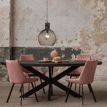 Mangoholz Esstisch Tulsa Schwarz Oval 160×90 cm Mahom