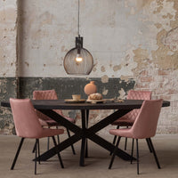 Mangoholz Esstisch Tulsa Schwarz Oval 300×130 cm Mahom