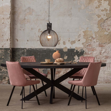 Mangoholz Esstisch Tulsa Schwarz Oval 300×130 cm Mahom
