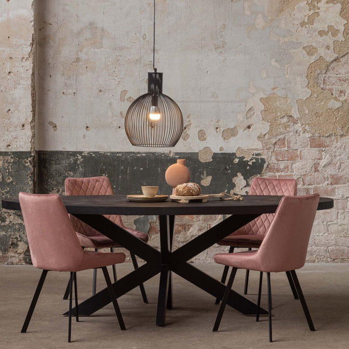 Mangoholz Esstisch Tulsa Schwarz Oval 300×130 cm Mahom