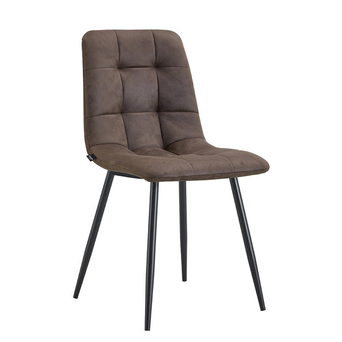 Esszimmerstuhl aus dunkelbraunem Stoff mit schwarzem Fuß Nox