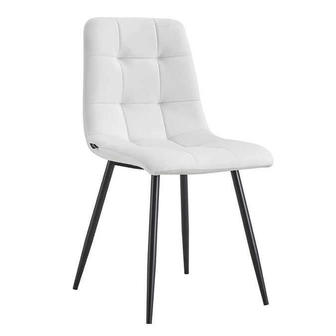 Esszimmerstuhl aus weißem Stoff mit schwarzem Fuß Nox