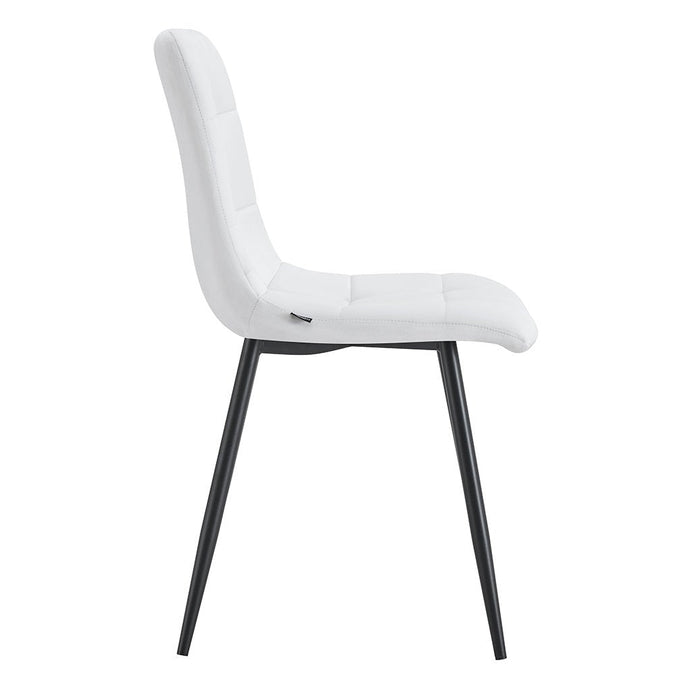 Seitenansicht des Esszimmerstuhls aus weißem Stoff Nox