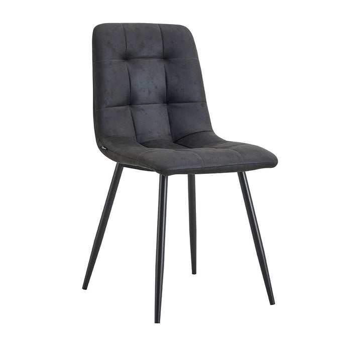 Esszimmerstuhl aus anthrazitgrauem Stoff mit schwarzem Fuß Nox