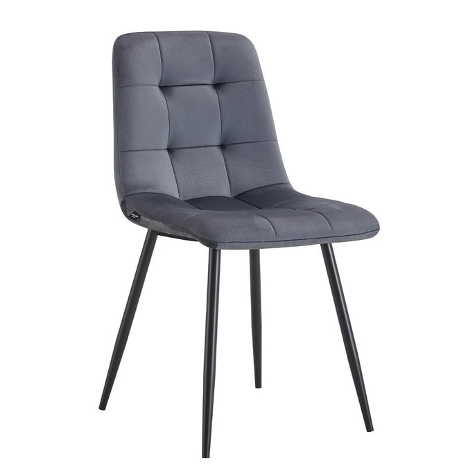 Esszimmerstuhl mit dunkelgrauem Stoff und schwarzem Fuß Nox