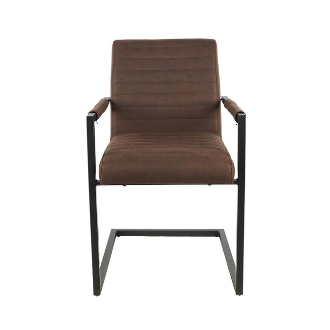 Esszimmerstuhl Braun Leder mit schwarzem Fuß