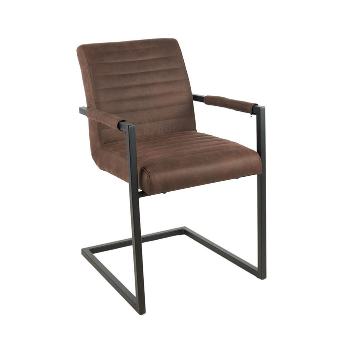 Esszimmerstuhl Braun Leder mit schwarzem Fuß