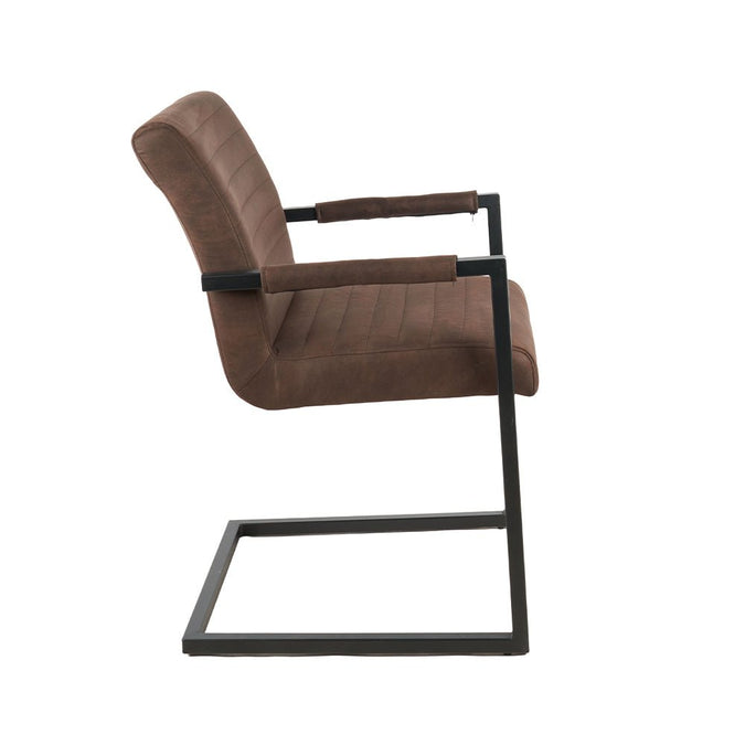 Esszimmerstuhl Braun Leder mit schwarzem Fuß