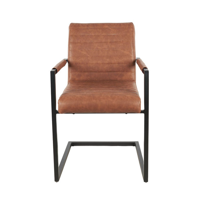 Esszimmerstuhl Cognac Leder mit schwarzem Fuß