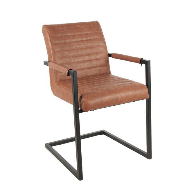 Esszimmerstuhl Cognac Leder mit schwarzem Fuß