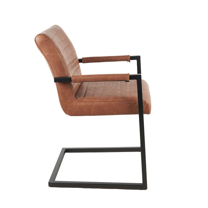 Esszimmerstuhl Cognac Leder mit schwarzem Fuß