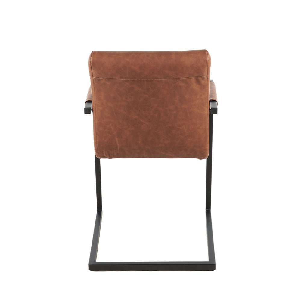 Esszimmerstuhl Cognac Leder mit schwarzem Fuß
