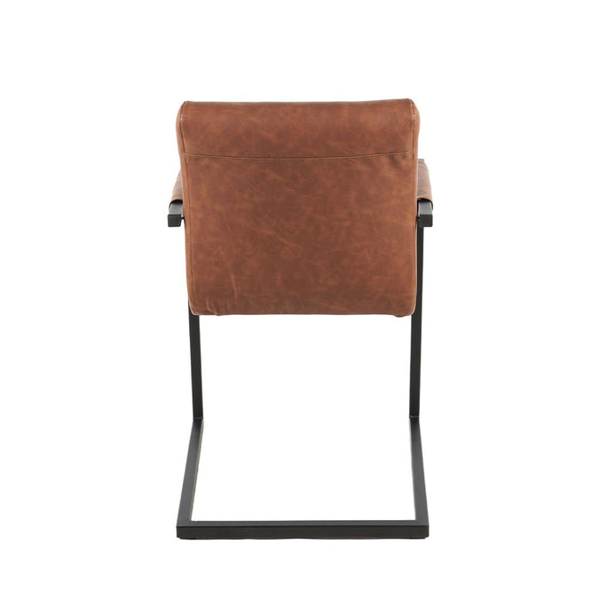 Esszimmerstuhl Cognac Leder mit schwarzem Fuß