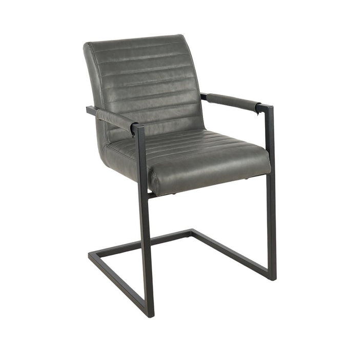 Esszimmerstuhl Anthrazit Leder mit schwarzem Fuß