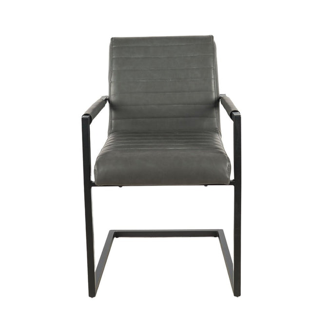 Esszimmerstuhl Anthrazit Leder mit schwarzem Fuß