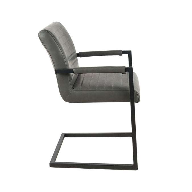 Esszimmerstuhl Anthrazit Leder mit schwarzem Fuß