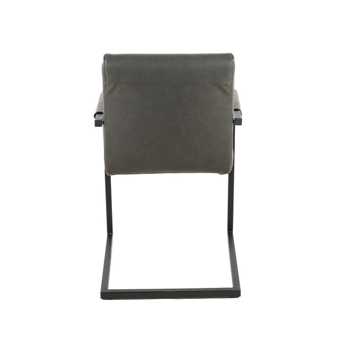 Esszimmerstuhl Anthrazit Leder mit schwarzem Fuß