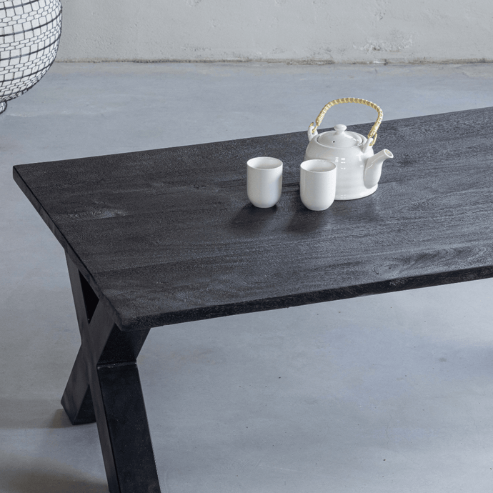 Mangoholz Couchtisch Orlando Schwarz 130 cm Mahom