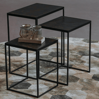 Mangoholz Couchtische Dayton Schwarz Satz von 3 Mahom