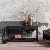 Mangoholz Seitentisch Britt Schwarz 3 Schubladen 150 cm Mahom