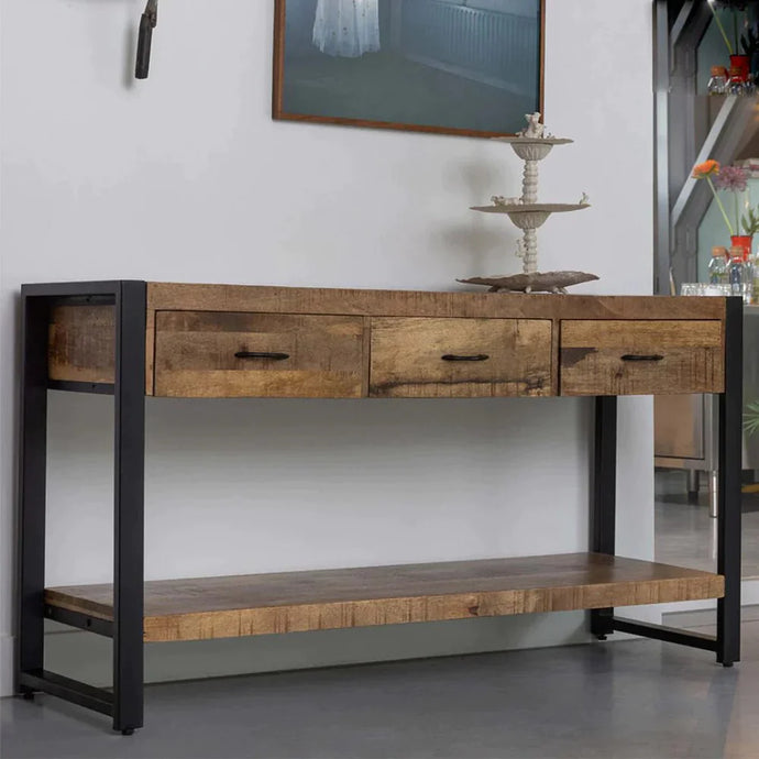 Mangoholz Seitentisch Britt 3 Schubladen Mahom