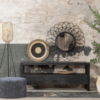 Mangoholz TV-Möbel Fresno Schwarz 150 cm Mahom