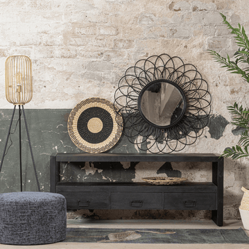 Mangoholz TV-Möbel Fresno Schwarz 150 cm Mahom