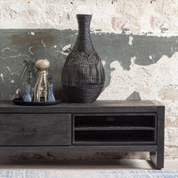 Mangoholz TV-Möbel Stockton Schwarz 130 cm Mahom