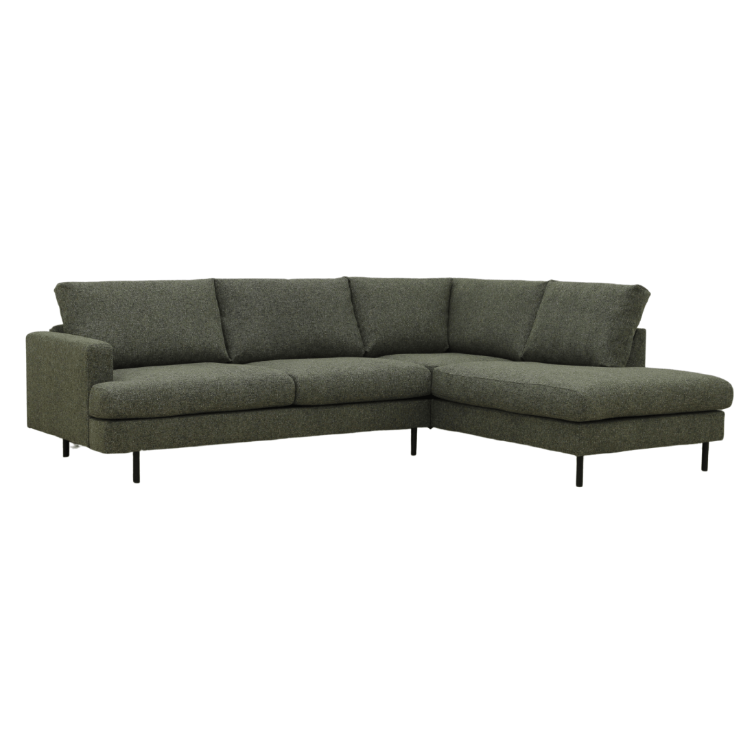 4-Sitzer Ecksofa in Grün, rechtsseitig