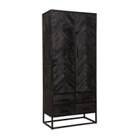Mangoholz Schrank Toronto Schwarz 80 cm Mahom