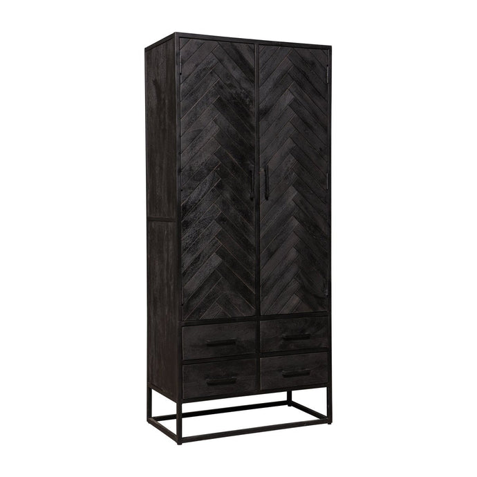 Mangoholz Schrank Toronto Schwarz 80 cm Mahom