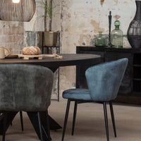 Mangoholz Esstisch Tulsa Schwarz Oval 180×100 cm Mahom