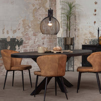 Mangoholz Esstisch Tulsa Schwarz Oval 180×100 cm Mahom