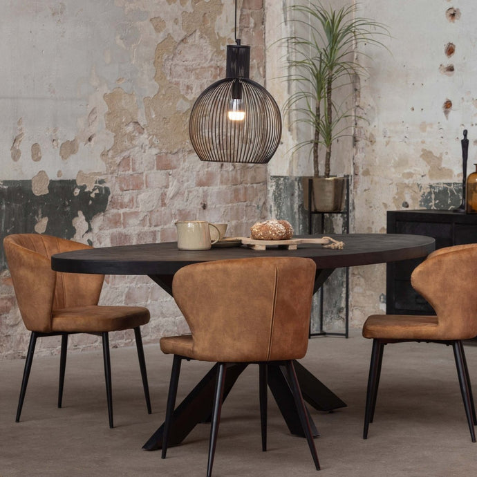Mangoholz Esstisch Tulsa Schwarz Oval 180×100 cm Mahom