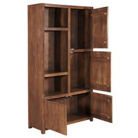 Mangoholz Wandschrank Phoenix 120 cm Walnuss Mahom (3 offene Fächer, 4 Türen)