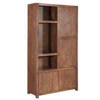 Mangoholz Wandschrank Phoenix 120 cm Walnuss Mahom (3 offene Fächer, 4 Türen)