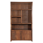 Mangoholz Wandschrank Phoenix 120 cm Walnuss Mahom (5 offene Fächer, 2 Türen)