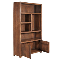 Mangoholz Wandschrank Phoenix 120 cm Walnuss Mahom (5 offene Fächer, 2 Türen)