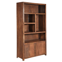 Mangoholz Wandschrank Phoenix 120 cm Walnuss Mahom (5 offene Fächer, 2 Türen)