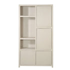 Mangoholz Wandschrank Phoenix 120 cm Creme Mahom (3 offene Fächer, 4 Türen)