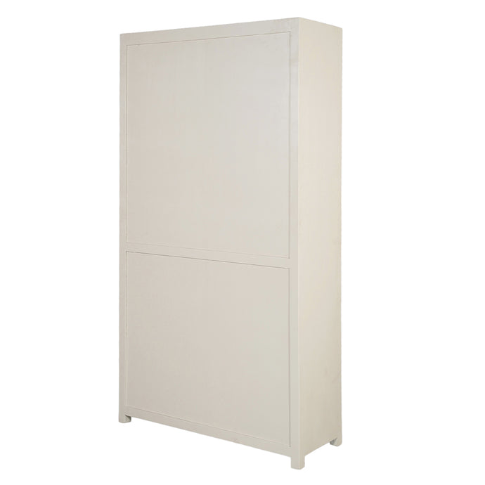 Mangoholz Wandschrank Phoenix 120 cm Creme Mahom (3 offene Fächer, 4 Türen)
