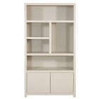 Mangoholz Wandschrank Phoenix 120 cm Creme Mahom (5 offene Fächer, 2 Türen)