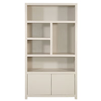 Mangoholz Wandschrank Phoenix 120 cm Creme Mahom (5 offene Fächer, 2 Türen)