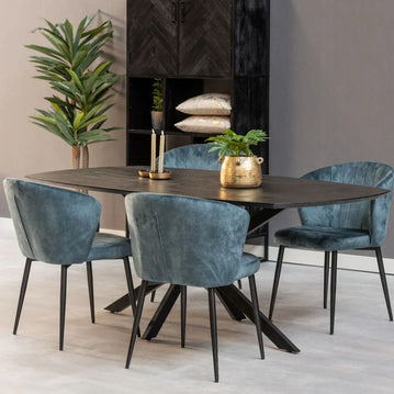 Mangoholz Esstisch Vicenza Schwarz Dänisch Oval 210x100 cm Mahom