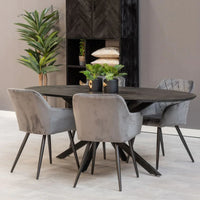Mangoholz Esstisch Bologna Oval Schwarz 260x120 cm Mahom